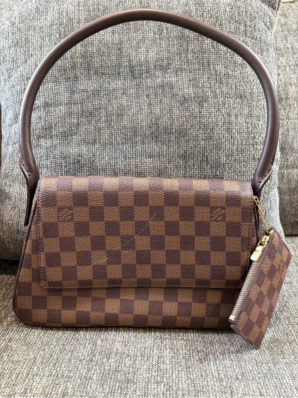 Louis Vuitton Brown Damier Ebene Shoulder Bag with Coin Pouch
